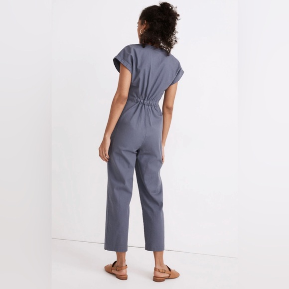 Madewell XS Cap sleeve jumpsuit blue short sleeve spring cotton blend - Picture 4 of 9